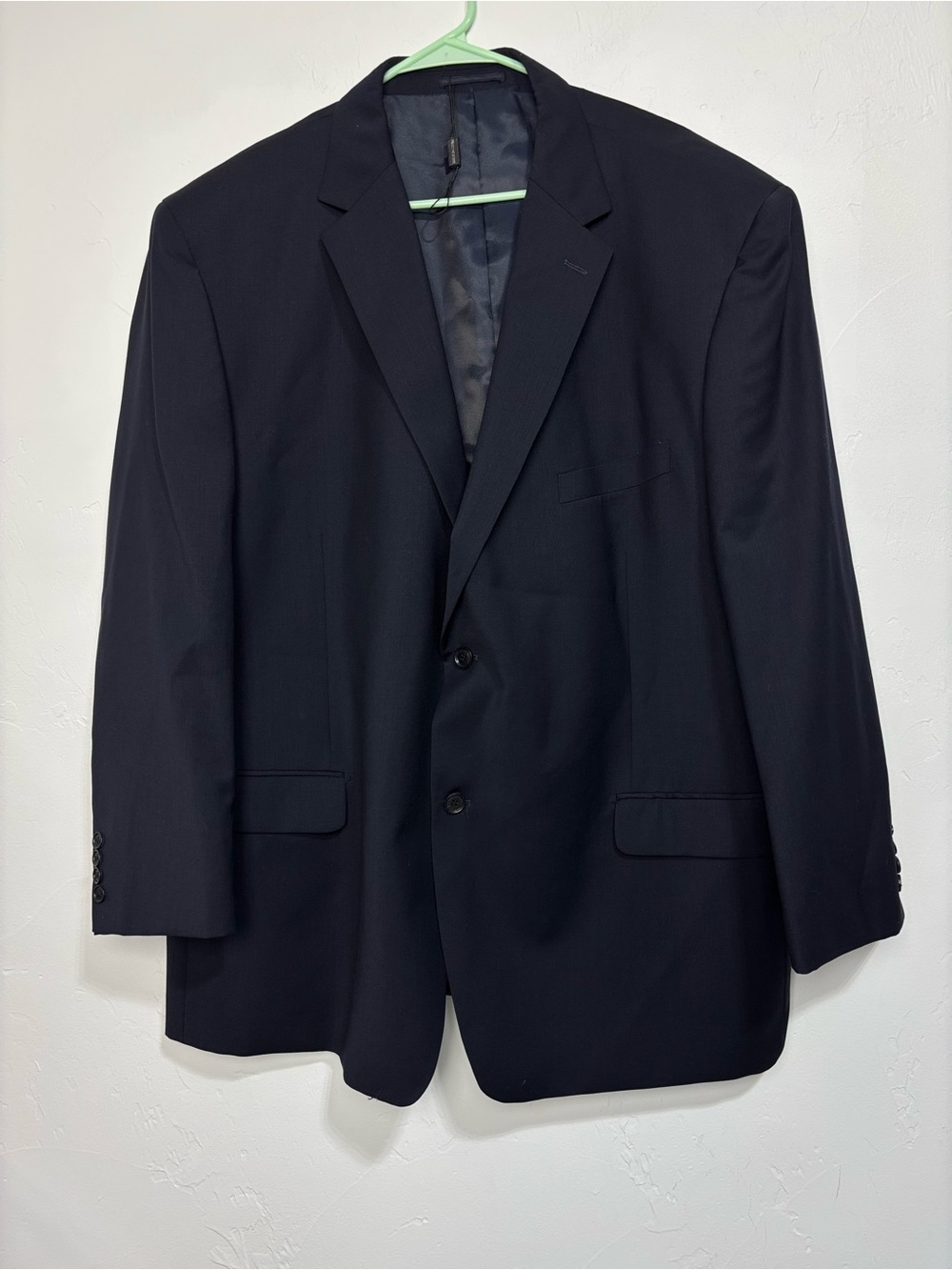 Avanti Uomo Men's Black Navy 2-Piece Suit 54R Pleated 30" Inseam Jacket & Pant